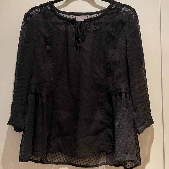 Anthropologie Vanessa Virginia Black Sheer Blouse - Picture 3 of 10
